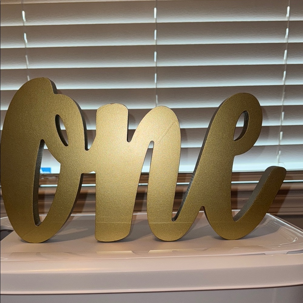 Gold Decorative 'One' Sign